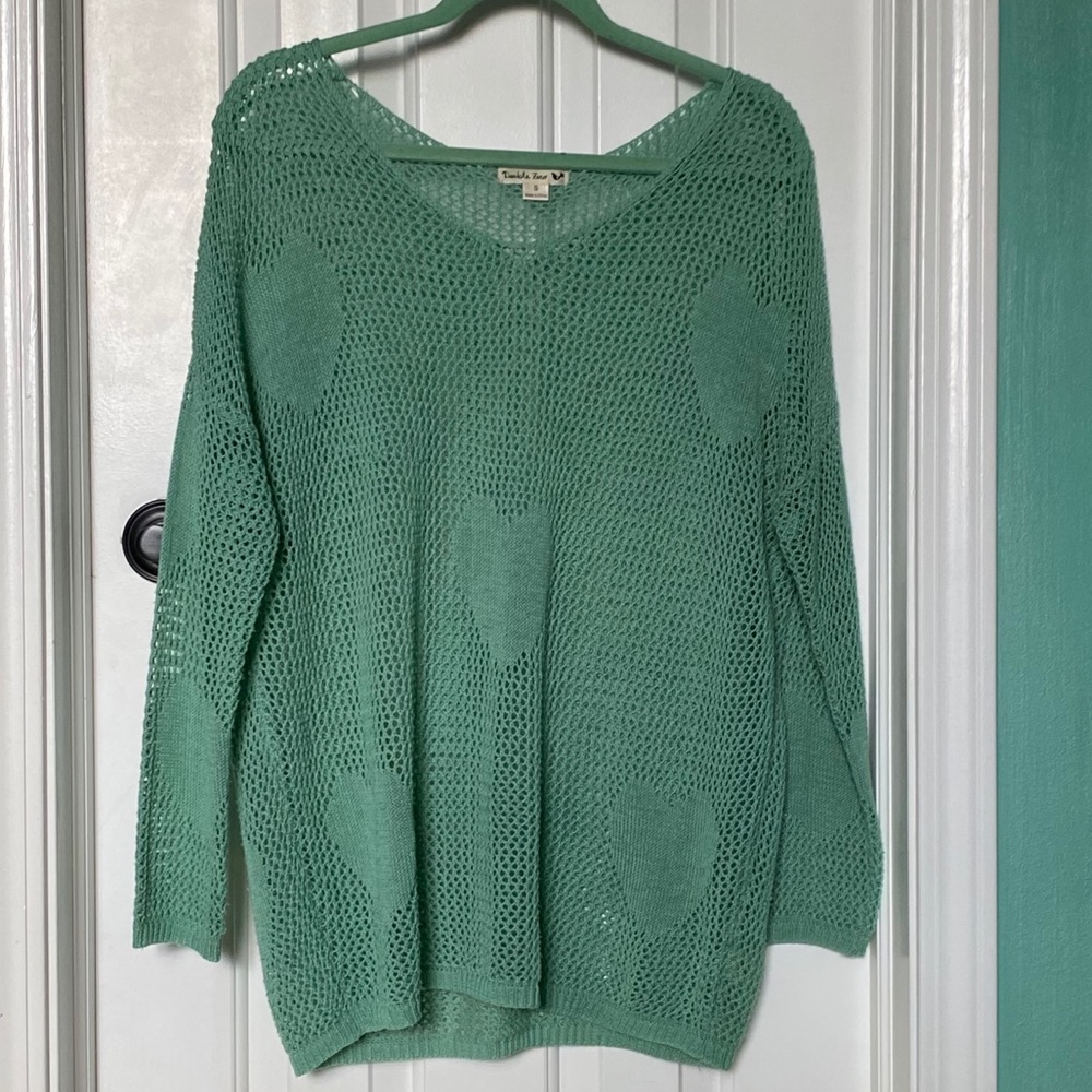 DoubleZero Hearts Green Knit Sweater